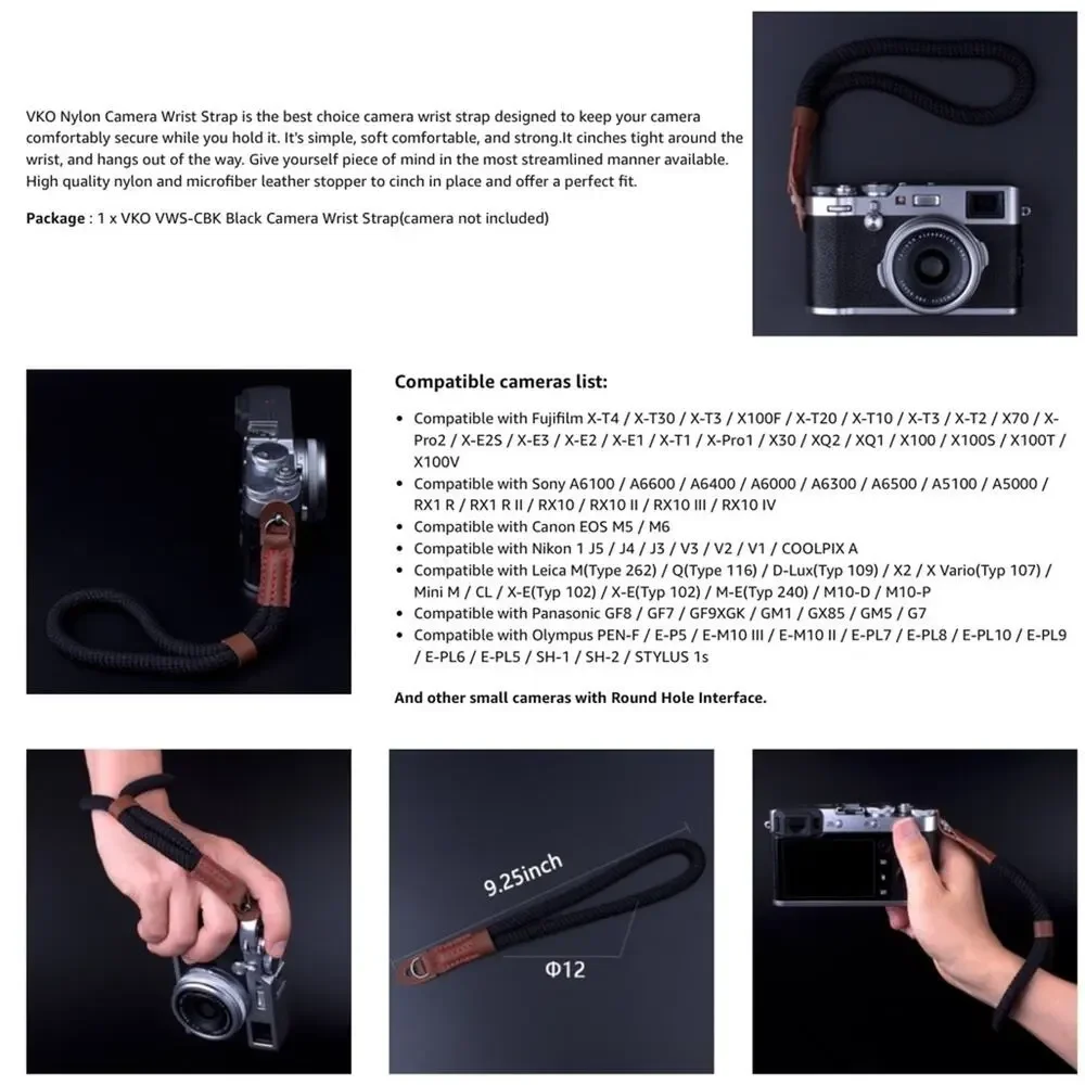 VKO Cotton Rope Camera Wrist Strap Mirrorless Cameras